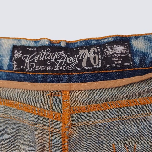 The Heritage By America Acid Wash Distressed Denim Shorts Men's Size 40 - Picture 10 of 11